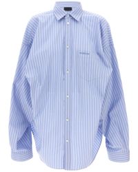 Balenciaga - Striped Collared Long-Sleeve Shirt - Lyst
