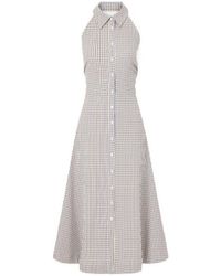 Veronica Beard - Checked Cotton-Seersucker Midi Dress - Lyst