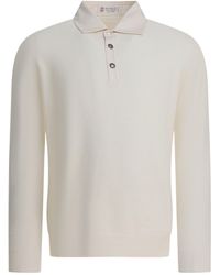 Brunello Cucinelli - ブルネロクチネリ イングリッシュ リブニット ツイル スプレッドカラー ポロシャツ - Lyst