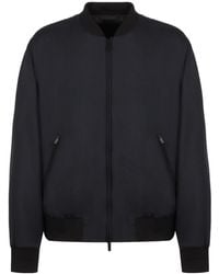 Giorgio Armani - Logo Embroidered Zip-Up Jacket - Lyst
