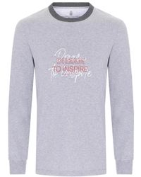 Brunello Cucinelli - T-Shirt With Round Neck And Long Sleeves - Lyst