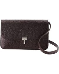 TOTEME - T-Lock Ostrich-Effect Leather Crossbody Bag - Lyst
