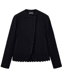 Emporio Armani - Double Ottoman Blazer With Wavy Texture And Scalloped Edges - Lyst
