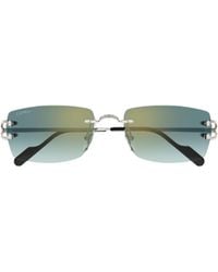 Cartier - Rectangle-Rimless Sunglasses - Lyst