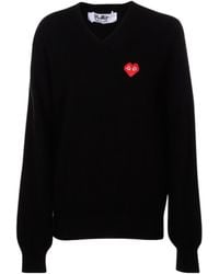 COMME DES GARÇONS PLAY - Comme Des Garçons Play V-Neck Long-Sleeved Jumper - Lyst