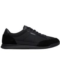 BOSS - Suede-Panelled Sneakers - Lyst