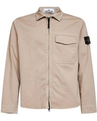Stone Island - Stretch Organic Cotton Satin Overshirt - Lyst