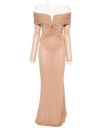 Elisabetta Franchi - Ruched Off-Shoulder Maxi Dress - Lyst