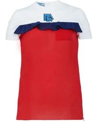 Prada - Color Matching Design Lotus Leaf Edge T-Shirt - Lyst