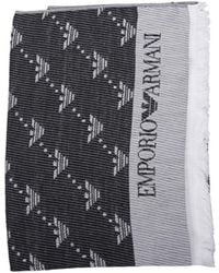 Emporio Armani - Logo Jacquard Frayed Edge Scarf - Lyst
