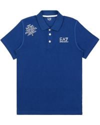 EA7 - Logo Printed Polo Shirt - Lyst