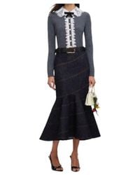 Self-Portrait - Lace Collar Knit Cardigan - Lyst