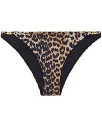 Ganni - Recycled Leopard Printed Emblem Mini Briefs - Lyst