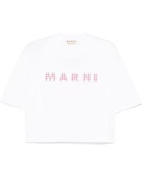 Marni - Logo Printed Cropped T-Shirt - Lyst