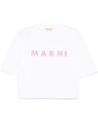 Marni - Logo Printed Cropped T-Shirt - Lyst