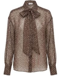 Brunello Cucinelli - Dapple Silk Organza Shirt With Neck-Tie - Lyst