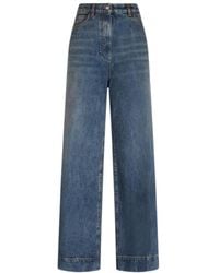 Etro - Logo Embroidered Wide-Leg Jeans - Lyst
