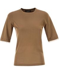 Fabiana Filippi - Sheer Trim Short-Sleeve Knitted Sweater - Lyst