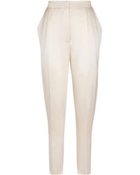 Balmain - High-Waisted Silk Trousers - Lyst