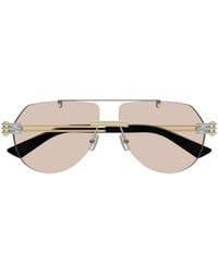 Bottega Veneta - Eyewear Aviator Frame Sunglasses - Lyst