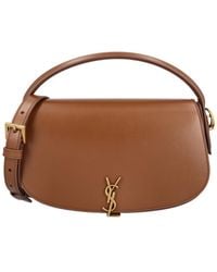 Saint Laurent - Logo Plaque Foldover Top Shoulder Bag - Lyst