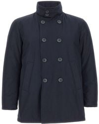 Herno - Double-Breasted High-Collar Coat - Lyst