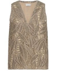Brunello Cucinelli - Embroidered Sleeveless Top - Lyst