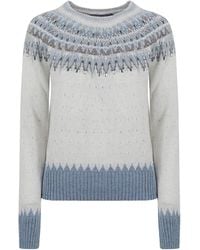 Ermanno Scervino - Embellished Fair Isle Knitted Sweater - Lyst