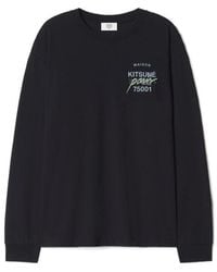 Maison Kitsuné - Maison Kitsuné Logo Printed Long Sleeved T-Shirt - Lyst
