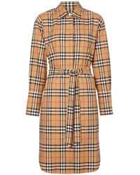 Burberry - Vintage Check Cotton Tie-Waist Shirt Dress - Lyst