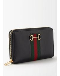 Gucci - Horsebit Web Zip-Around Wallet - Lyst
