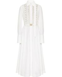 Valentino - Floral-Lace Detail Shirt Dress - Lyst