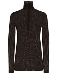 Dolce & Gabbana - Sheer Half-Zip Long-Sleeved Top - Lyst