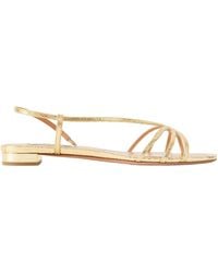 Aquazzura - Snake-Effect Metallic Leather Slingback Sandals - Lyst
