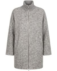 Peserico - Ribbed Collar Zip-Up Coat - Lyst