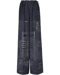 Fendi - Patchwork Motif Wide-Leg Drawstring Pants - Lyst
