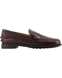 Tod's - Logo Detail Slip On Loafers - Lyst