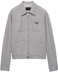 Prada - Logo-Plaque Denim Jacket - Lyst