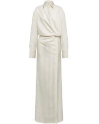 Dondup - Pinstripe-Pattern Wrap Maxi Dress - Lyst