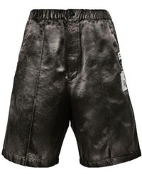 Maison Mihara Yasuhiro - Logo Patch Satin Bermuda Shorts - Lyst