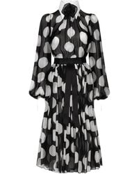 Dolce & Gabbana - Polka-Dot Chiffon Calf-Length Dress - Lyst