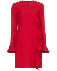 Valentino - Ruffled Long-Sleeved Dress - Lyst