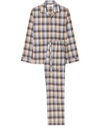 Tekla - Drawstring Checked Organic Cotton-Twill Flannel Pajama Set - Lyst