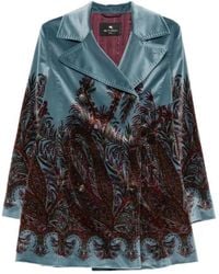 Etro - Floral-Print Velvet Jacket - Lyst