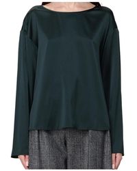 Emporio Armani - Satin-Finish Long-Sleeve Blouse - Lyst