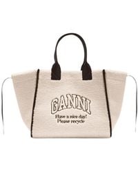 Ganni - Shearling Xxl Tote Bag - Lyst