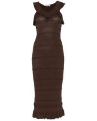 Twinset - Ruffled V-Neck Knitted Dress - Lyst