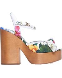 Dolce & Gabbana - Floral Printed Platform Sandals - Lyst