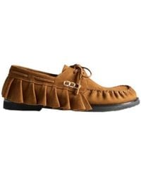 JW Anderson - Loafer Ruffle Suede Boat Shoes - Lyst