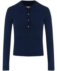 MICHAEL Michael Kors - Long-Sleeves Ribbed Polo Top - Lyst